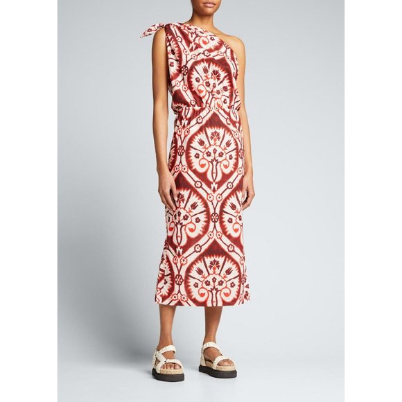 Johanna Ortiz Shells At Dusk Midi Dress in Chili Red/Ecru 0 - Picture 15 of 16